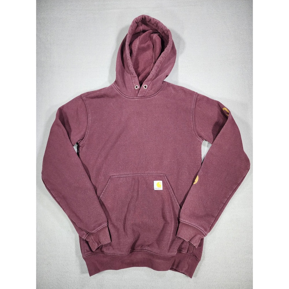 Carhartt Men's XS Maroon Burgandy Iconic Loose Fit Logo Sleeve Hoodie K288